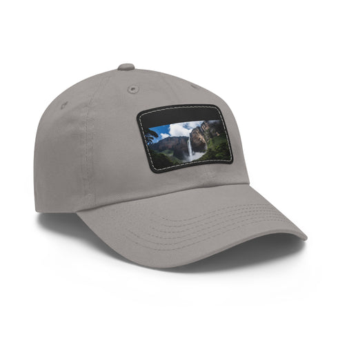 Angel Falls adventure cap, white/light brown patch, rectangle shape, cotton material.