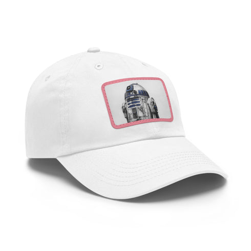 Star Wars themed white baseball hat with R2D2 patch.