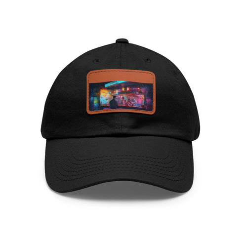 Neon watercolor splash baseball cap with white/light brown patch.