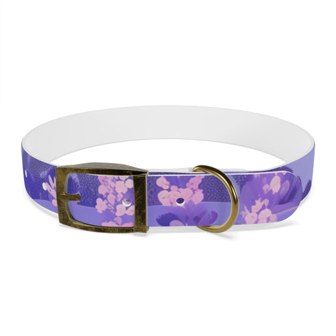 Luxurious Lavender Fields Dog Collar with Calming Lavender Blooms Pattern
