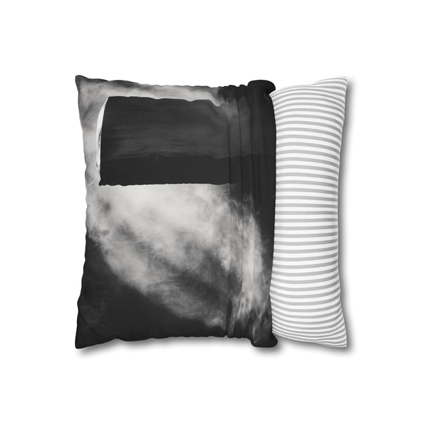 Echoes of Light Around Temple Monolith (Edition II) — 40×40 Cushion Cover — Sofa & Living Room Lifestyle View