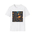 Celestial charcoal cotton T-shirt with whimsical stars and moons pattern