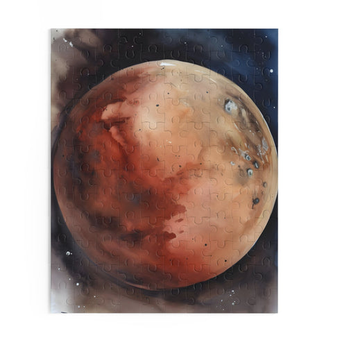 Mars watercolor puzzle with vibrant red planet landscapes 120 pieces.