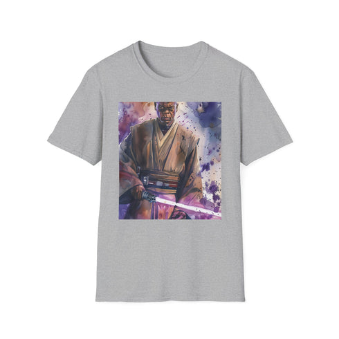 Charcoal cotton crew neck t-shirt with Mace Windu illustration in regular fit