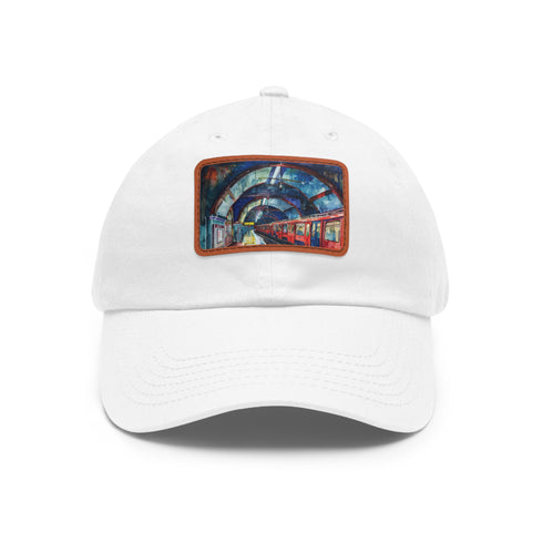 London Underground Watercolor Cap in White with Light Brown patch.