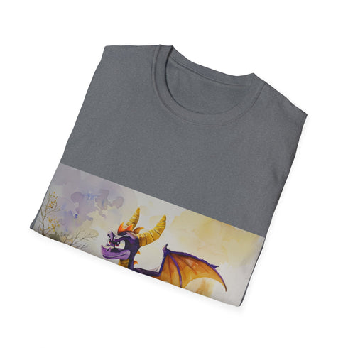 Vibrant watercolor Spyro dragon tee, charcoal, regular fit, summer essential.