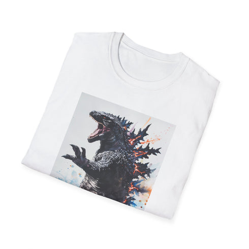 Charcoal cotton Godzilla graphic T-shirt with crew neck regular fit design