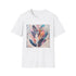 Charcoal cotton T-shirt with vibrant bohemian feathers pattern in regular fit