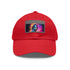 Neon Dreams Keanu Reeves watercolor cap with light brown patch.