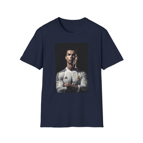 Charcoal cotton crew neck t-shirt with Cristiano Ronaldo action graphic