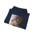 Abstract navy smoke art hoodie for men and women, regular fit.