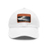 Icelandic Adventure Snapback Cap in White with Light Brown Rectangle Patch