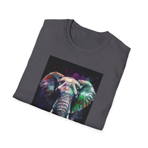 Charcoal cotton tee with detailed elephant graphic and crew neck design