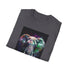 Charcoal cotton tee with detailed elephant graphic and crew neck design