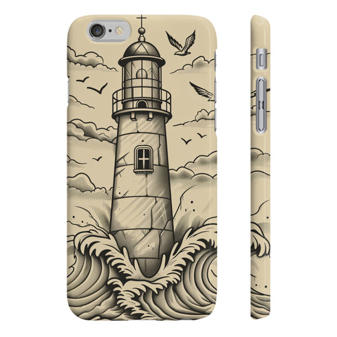 Hand-drawn lighthouse design glossy phone case for iPhone 7 Plus.