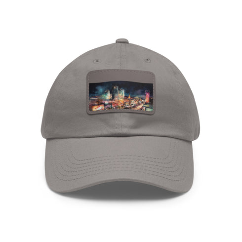 Chic Vegas cap with iconic strip design in white/light brown.