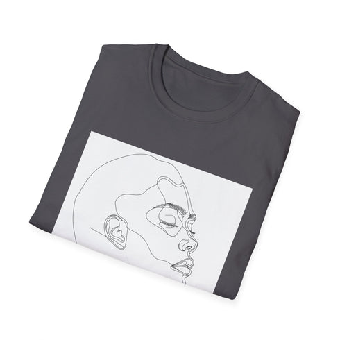 Minimalist face art charcoal t-shirt for men and women.