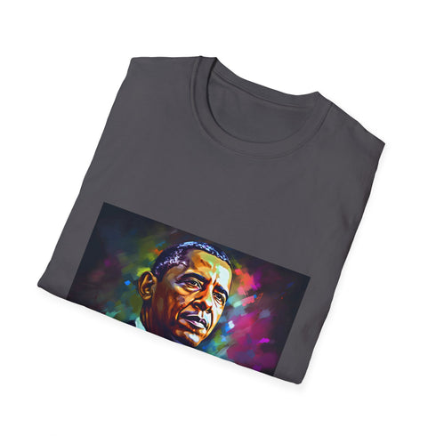 Cotton crew neck t-shirt charcoal watercolor neon Barack Obama silhouette design