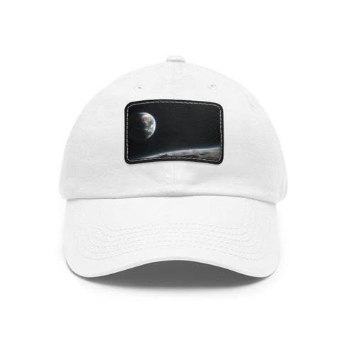 Earths Horizon Cap in white with light brown patch, rectangle shape.