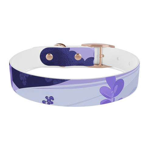 Stylish lavender floral dog collar for walks with your furry friend.