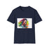 Vibrant watercolor tee with Southern charm in charcoal, size small.