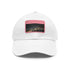 Midnight Lagos skyline baseball hat with white light brown patch.
