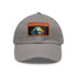 Neon Einstein watercolor baseball cap with white/brown patch and rectangle shape