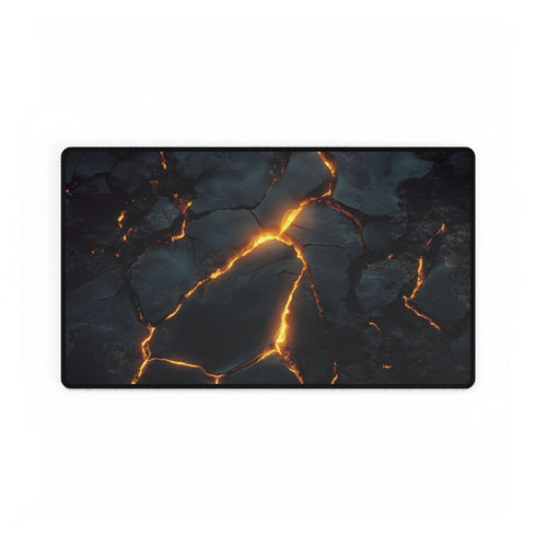Cracked Earth with Glowing Veins — XL & XXL Desk Mat — Gaming & Workspace Desk Setup View