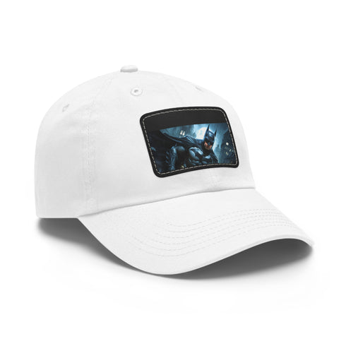 Dark Knight Legacy Gotham City baseball cap, white/light brown rectangle variant.
