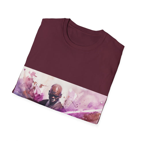 Purple mace windu lightsaber tee with unique design for Star Wars fans.