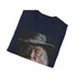 Charcoal cotton crew neck Dumbledore portrait T-shirt, regular fit, summer essential.