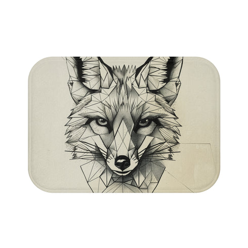Angular Fox Bath Mat, Modern Geometric Fox Design, Bathroom Decor.