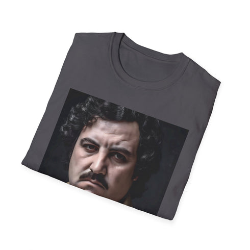 Charcoal cotton crew neck tee with infamous kingpin design.