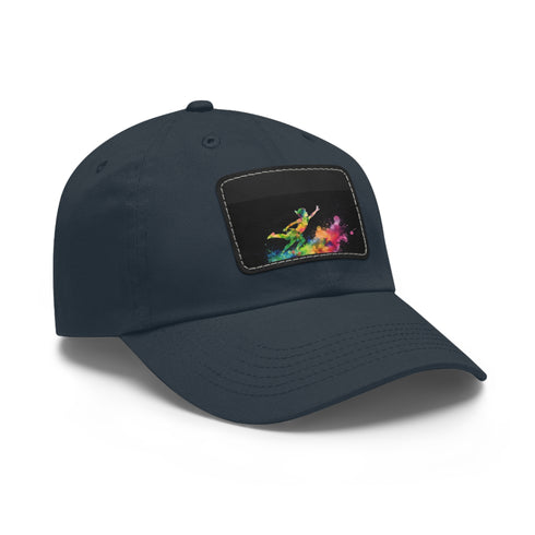 Neverland Neon Watercolor Cap in White with Light Brown Rectangle Patch