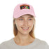Neon Watercolor Splatter Baseball Cap in White with Light Brown patch.