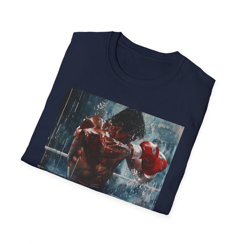 Boxer painting charcoal cotton crew neck t-shirt, unisex regular fit.