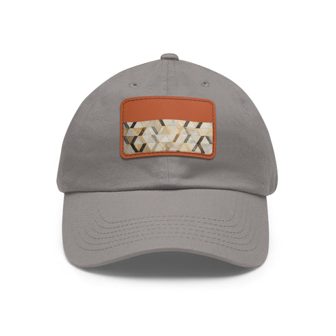 Golden cream kilim chic baseball cap with light brown patch.