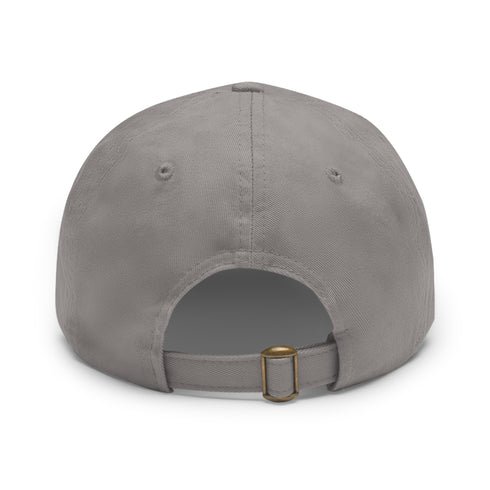 Psychedelic Mushroom Magic trucker hat in white with light brown patch.