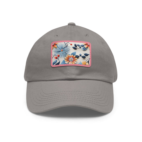 Floral reflections white baseball cap with beautiful colorful flower pattern.