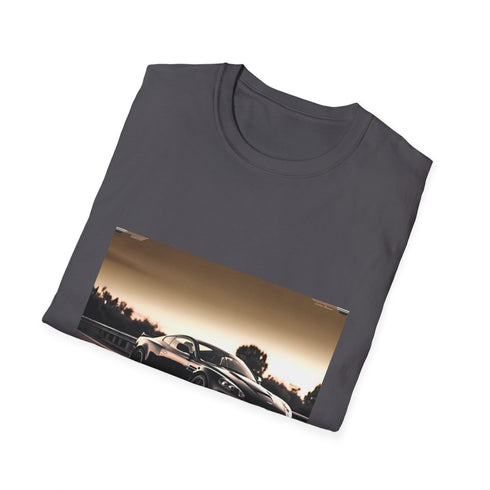 Charcoal cotton T-shirt featuring vibrant race-inspired Aston Martin graphic