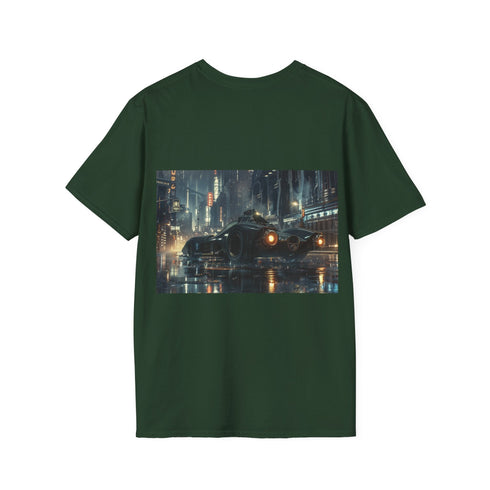 Gotham City Batmobile Tee: Dark Knight T-Shirt, Charcoal, Regular Fit.