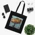 Retro black cotton diner sign tote bag with vintage flair.