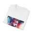 Vibrant charcoal cotton T-shirt with watercolor design and crew neck