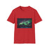 Charcoal cotton crew neck T-shirt with aurora borealis graphic design