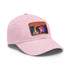 Neon dream Tom Holland watercolor hat with light brown patch.