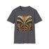 Charcoal cotton T-shirt featuring vibrant abstract art deco pattern