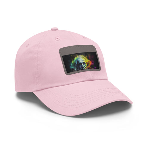 Genius Vision Neon Baseball Cap in White with Light Brown Rectangle Patch