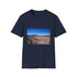 Charcoal crew neck t-shirt featuring vibrant Atacama Desert design on soft cotton