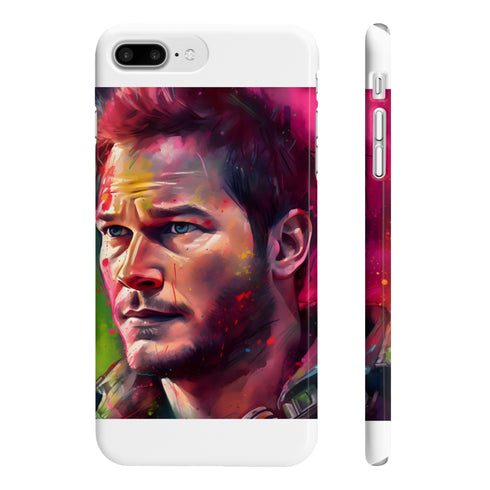 Neon watercolor Chris Pratt phone case for iPhone 7 Plus.