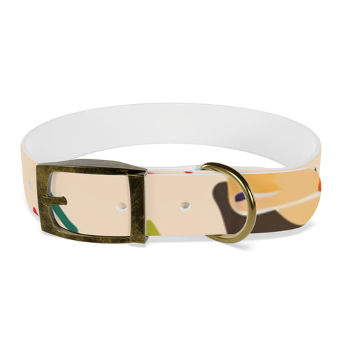 Abstract art deco patterned black onyx dog collar for stylish pups.
